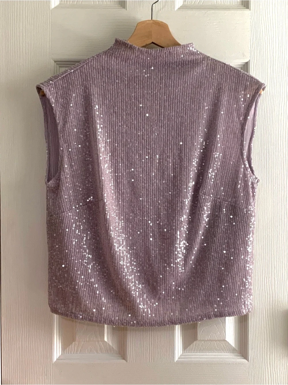 Anthropologie Lavender Sequin Mock-Neck Tank - Picture 3 of 11